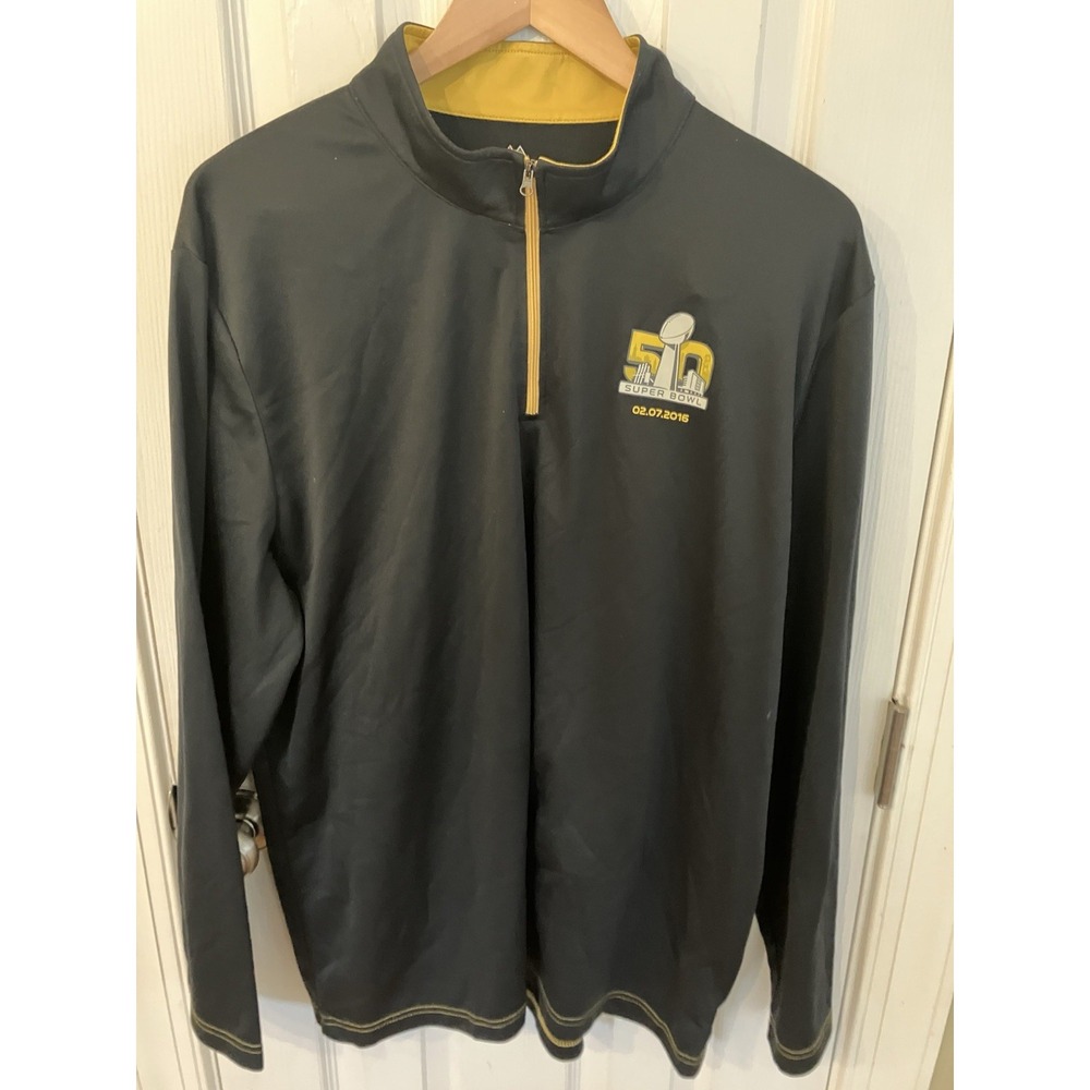 Majestic Super Bowl 50 XL 1/4 Zip Pullover Gray Dri-Fit